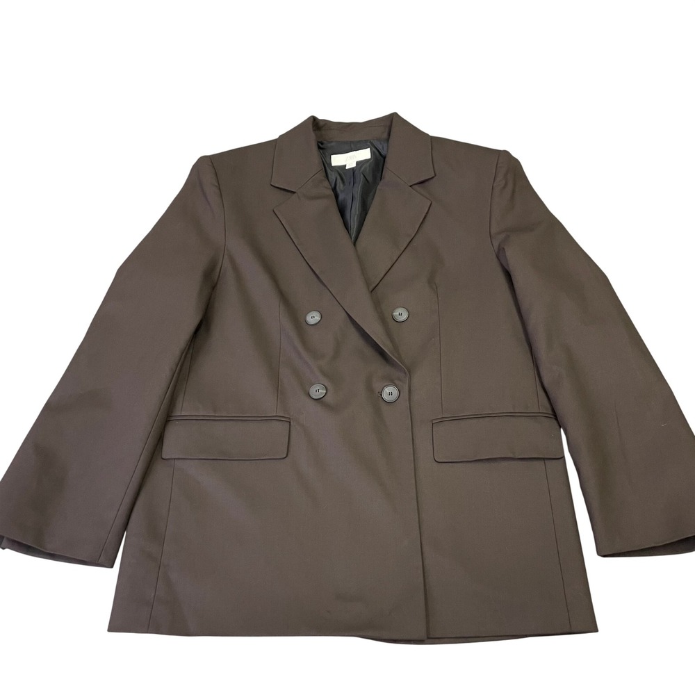 Zara Womens Chocolate Brown Double Breasted Oversized Blazer Jacket Size Small - Picture 4 of 16